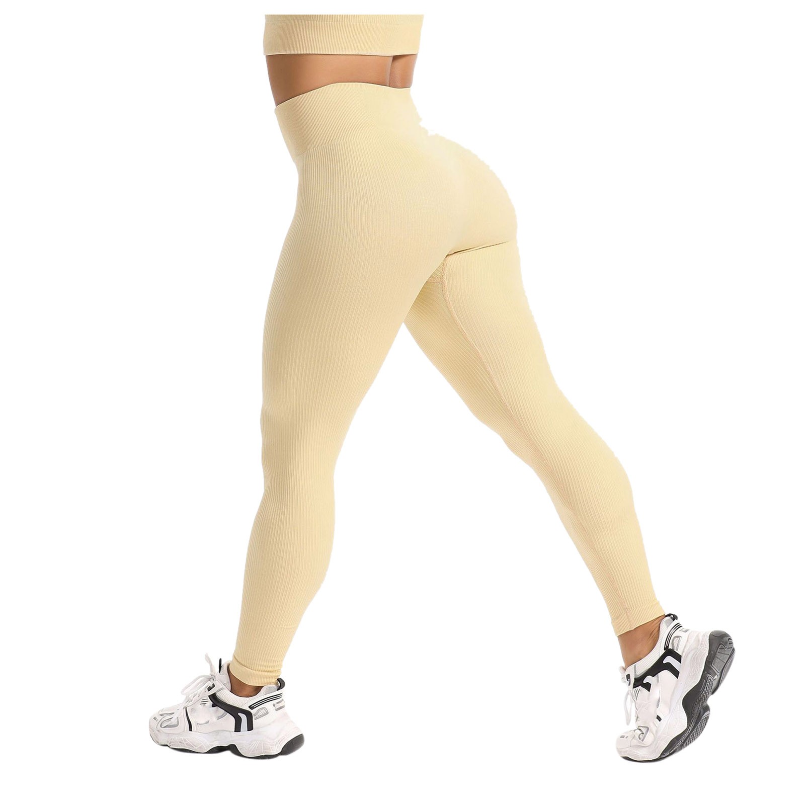 thumbnail image 2 of Leggings de entrenamiento para mujer: color liso, cintura elástica, poliéster, corte ajustado, pantalones deportivos informales de verano para correr/yoga, tallas S-M-L, 2 of 8